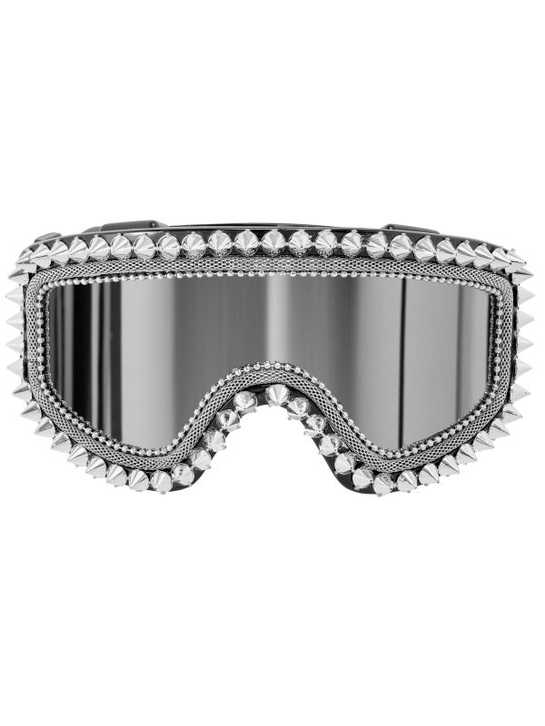 Foute Skibril Zilver Punk met Stekels