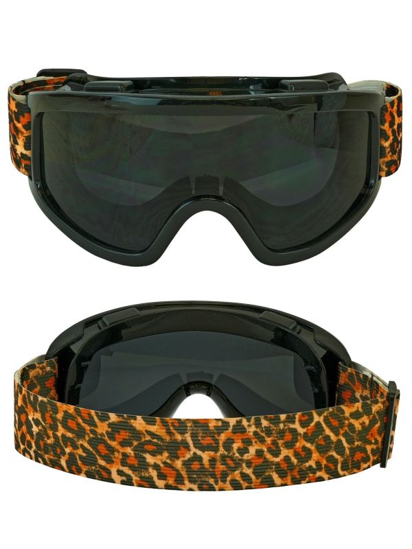 Foute Skibril Zwart met Luipaard Band