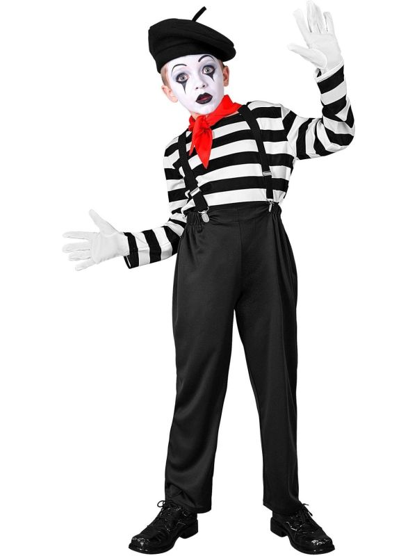 Franse Mime Kostuum Jongens Zwart