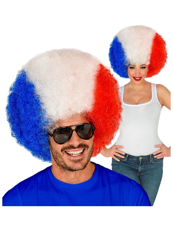 Franse Supporter Afro Pruik