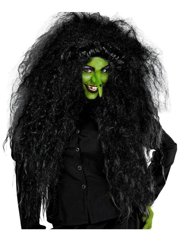 Frise Grote Pruik Heks Zwart