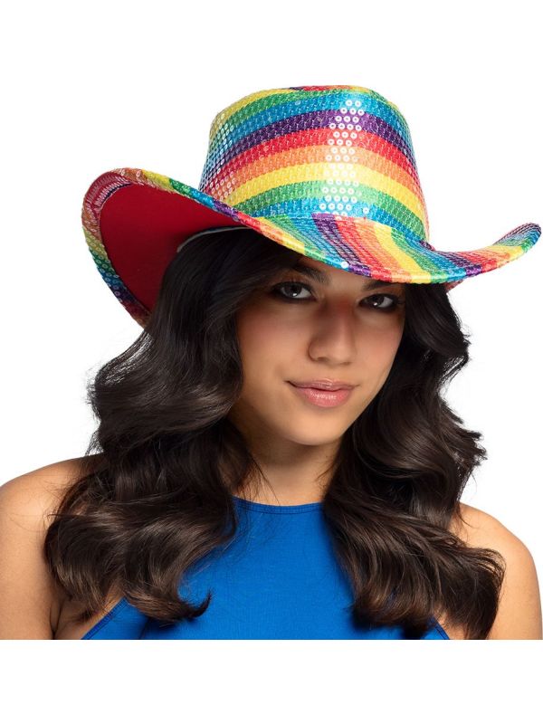 Gay Pride Pailletten Cowboy Hoed