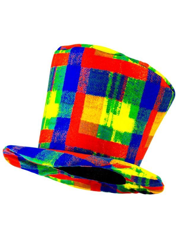Geblokte Clown Hoge Hoed