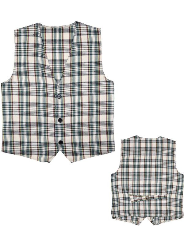 Geblokte Gilet Beige Tartan