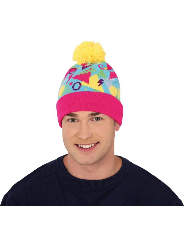 Gebreide Meerkleurige Sportieve 90's Muts