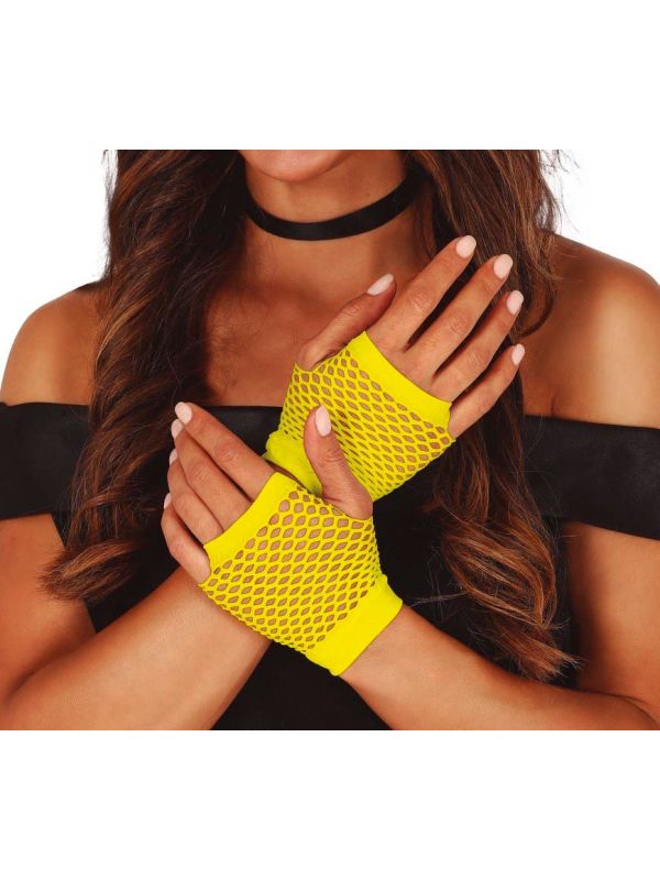 Gele 80's Visnet Handschoenen