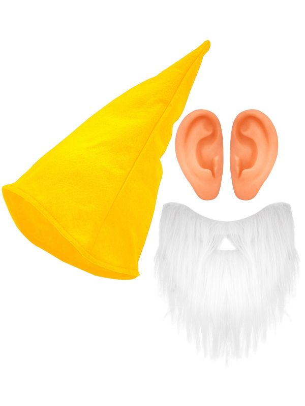 Gele Dwerg Muts Baard en Oren