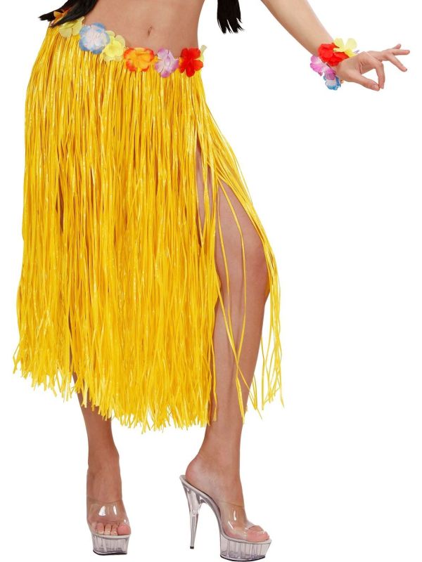 Gele Hawaii Midi Rok met Bloemen