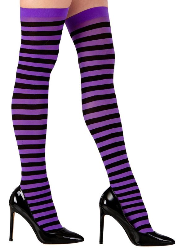 Gestreepte Kniekousen Dames Neon Paars