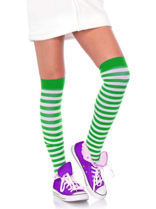 Gestreepte Kousen Wit-Groen