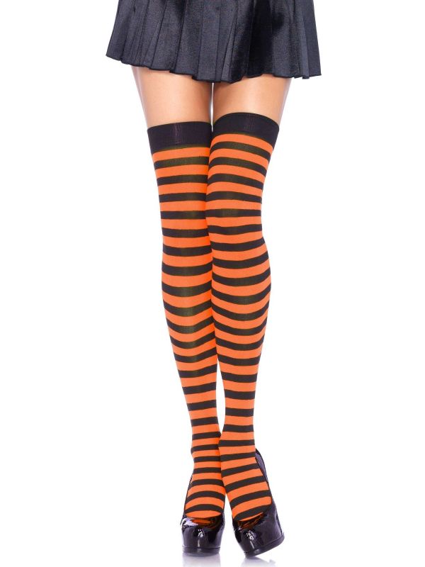 Gestreepte Kousen Zwart-Oranje
