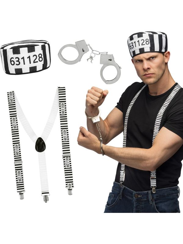 Gevangene Accessoireset Handboeien Bretels Hoedje
