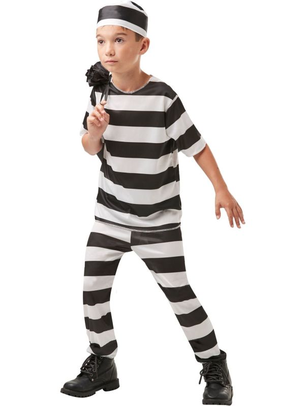 Gevangene Kostuum Zwart Wit Gestreept Kinderen