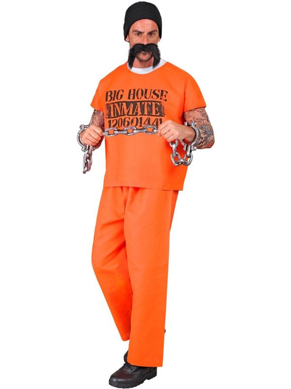 Gevangenis Kostuum Carnaval Oranje Heren