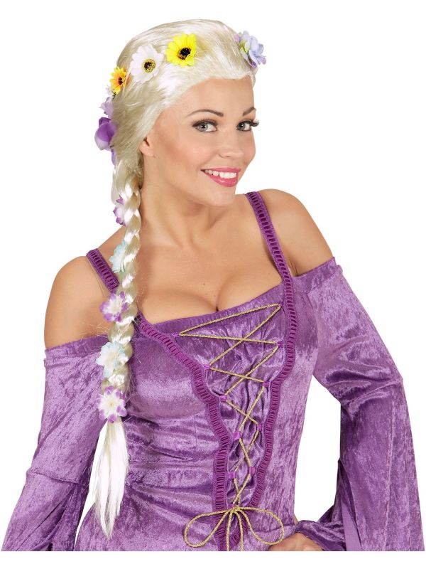 Gevlochten Pruik met Bloemen