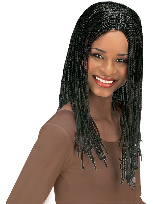 Gevlochten Zwarte Pruik