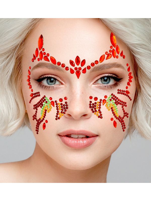 Gezichtsjuwelen Duivel Rood