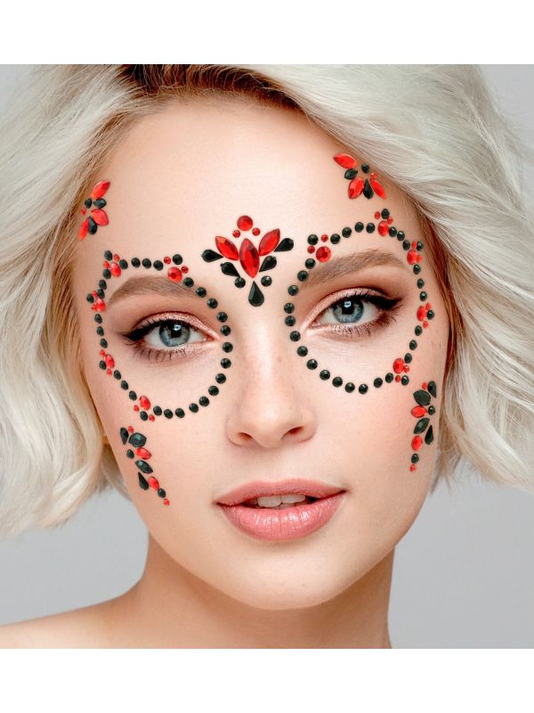 Gezichtsjuwelen Rood Zwart