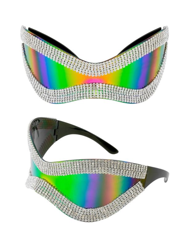 Glinsterende Zonnebril Festival Stenen Regenboog Dames