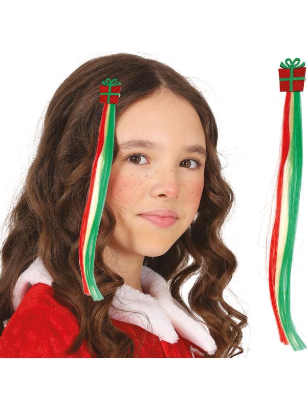 Glitter Kerst Cadeau Haarclip met Nephaar