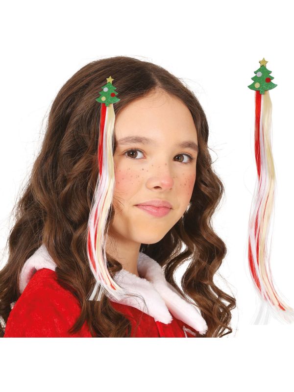 Glitter Kerstboom Haarclip met Nephaar