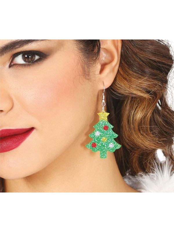 Glitter Kerstboom Oorbellen