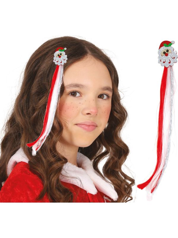 Glitter Kerstman Haarclip met Nephaar