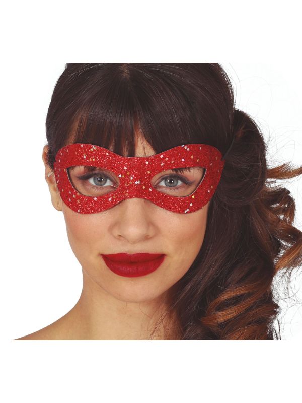 Glitter Oogmasker Sterren Rood