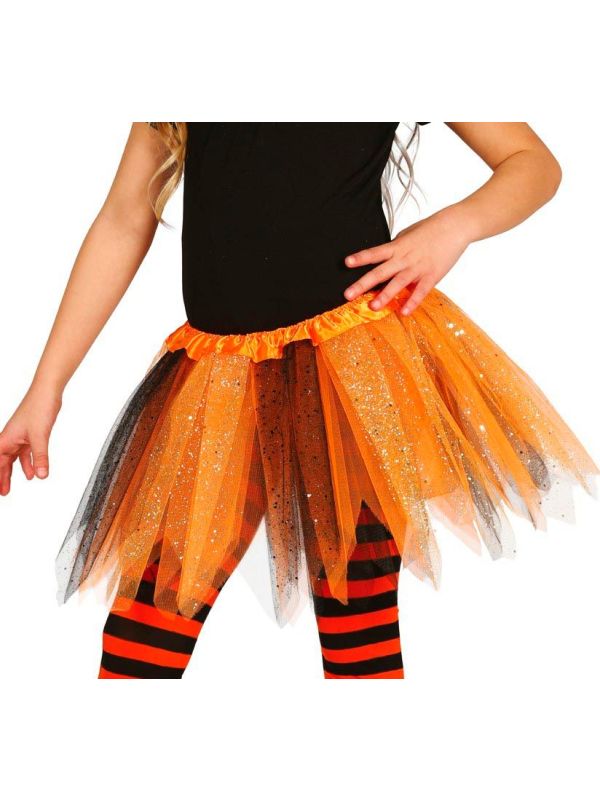 Glitter Oranje Zwarte Tutu Kind