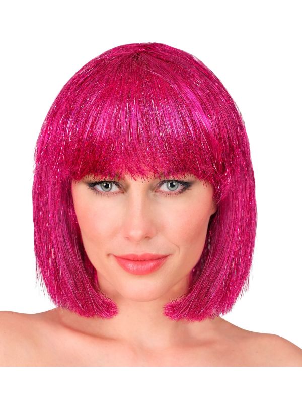 Glitter Pruik Roze Dames Carnaval