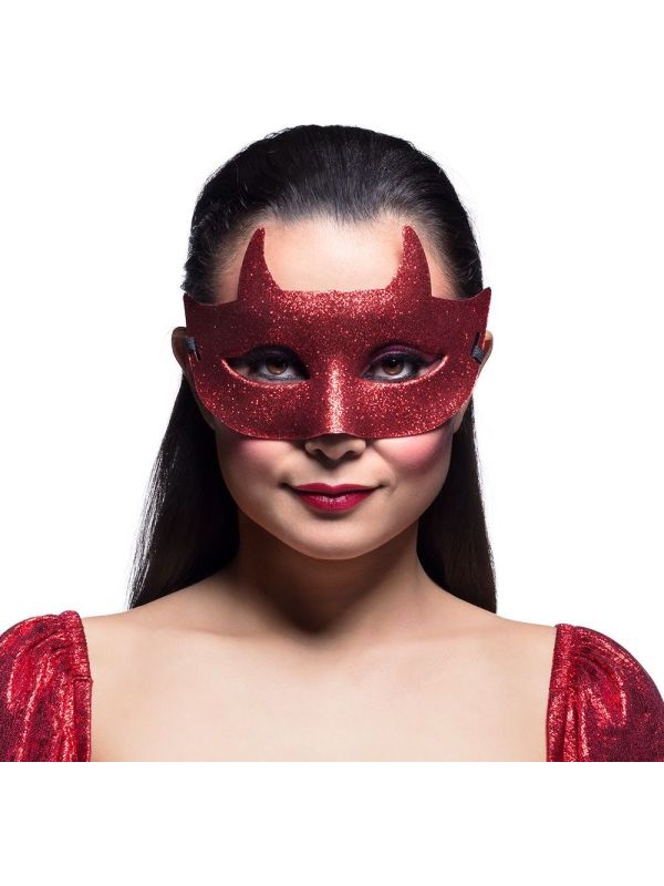 Glitterend Duivels Rood Oogmasker