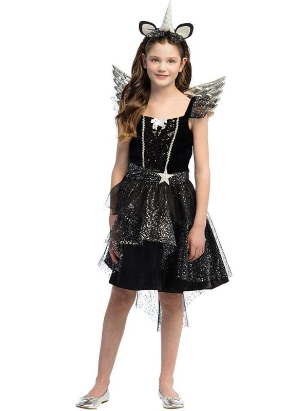 Glitterende Eenhoornjurk Zwart Meisjes