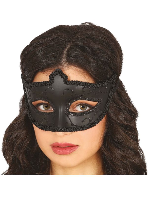 Glittermasker Zwart Venetiaans Carnaval