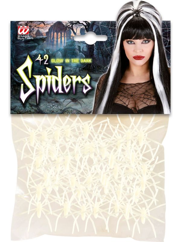 Glow In The Dark Spinnen set 42 Stuks