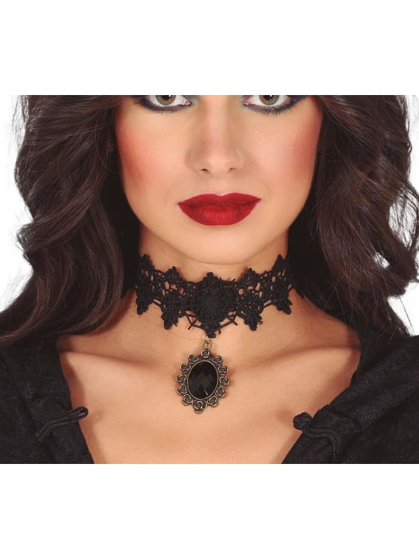 Gothic Choker met Zwarte Steen