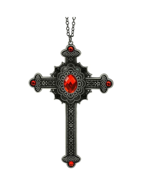 Gothic Kruis Ketting Rode Juwelen