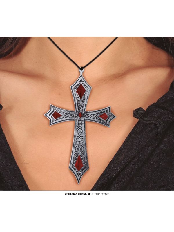 Gothic Ruby Kruis Ketting