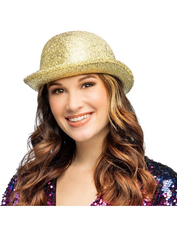 Goud Gele Bolhoed met Glitters