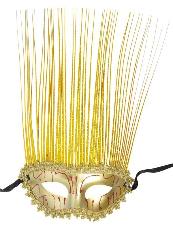 Gouden Carnival Oogmasker met Kuif