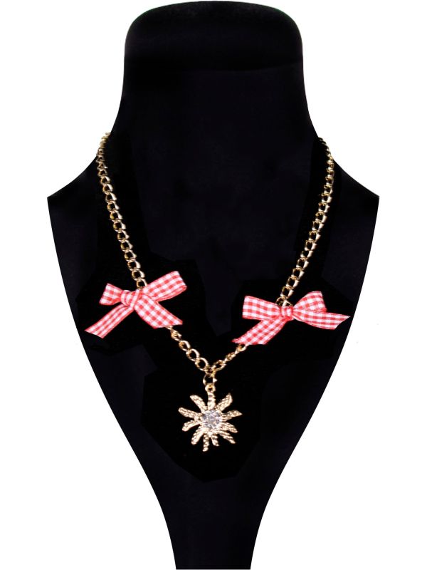 Gouden Dirndl Ketting Edelweiss met Strikjes Oktoberfest