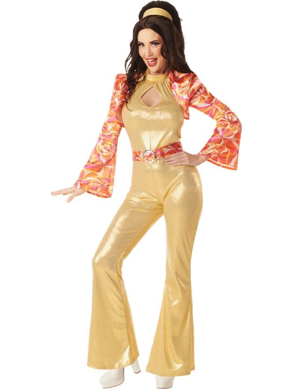 Gouden Disco Funky Jumpsuit 70s Dames
