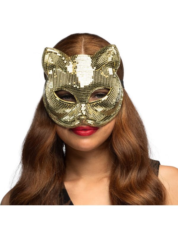 Gouden Disco Kat Masker