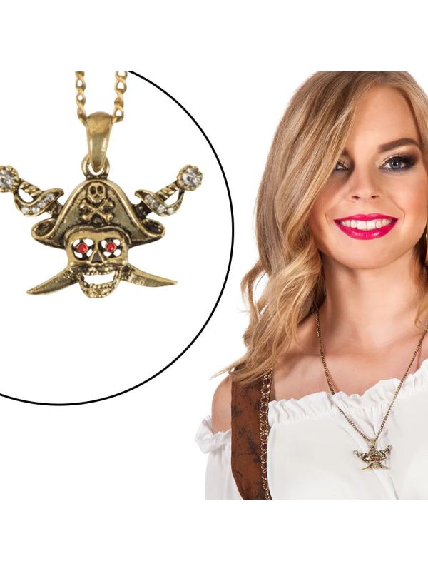 Gouden Doodskop Piraat Ketting