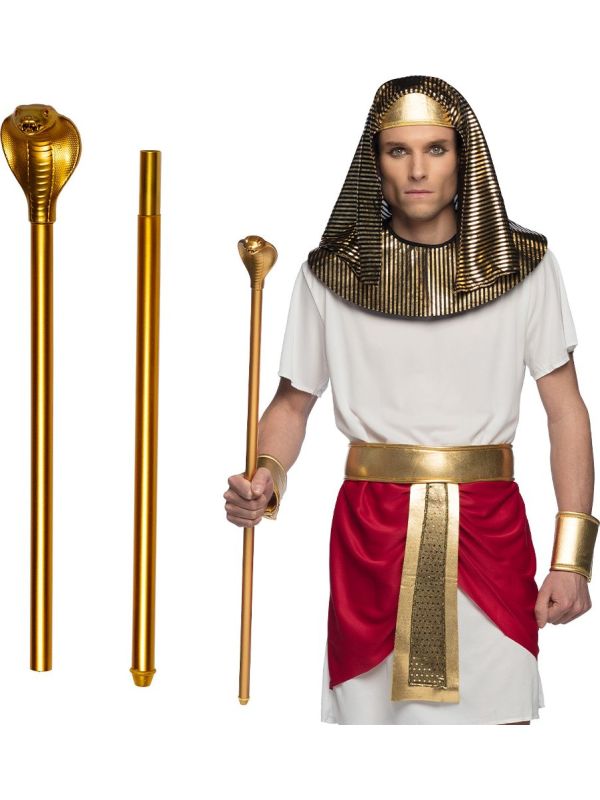 Gouden Egyptische Slangenscepter 90cm