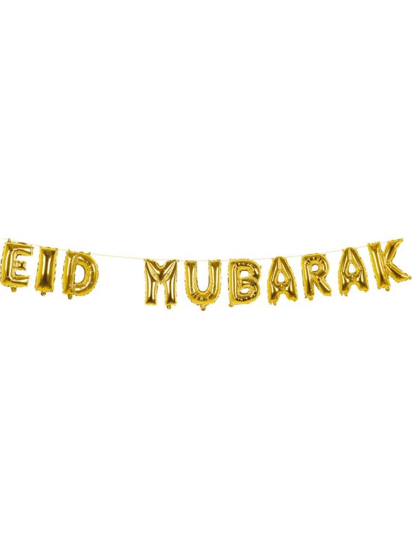 Gouden 'Eid Mubarak' Folieballonslinger Groot 5M