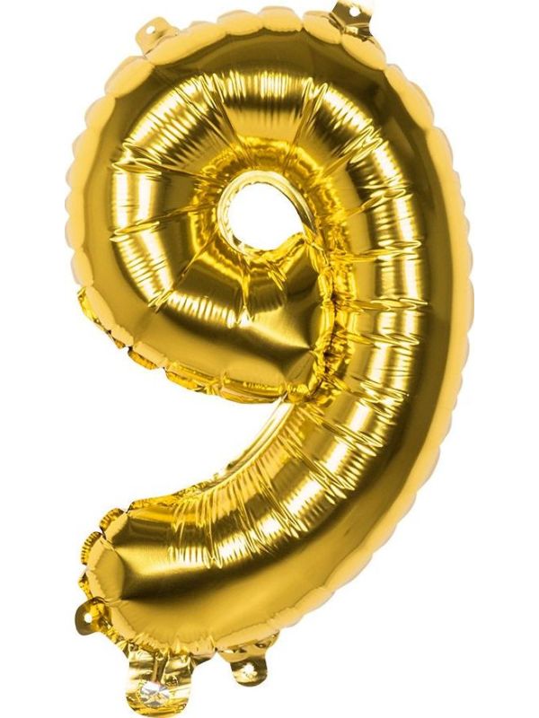 Gouden Folieballon Cijfer 9