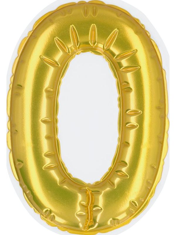 Gouden Folieballon Verjaardag Sticker "0"