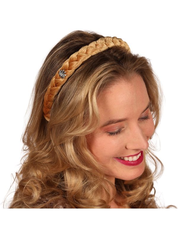 Gouden Gevlochten Haarband Alpentraum met Edelweiss