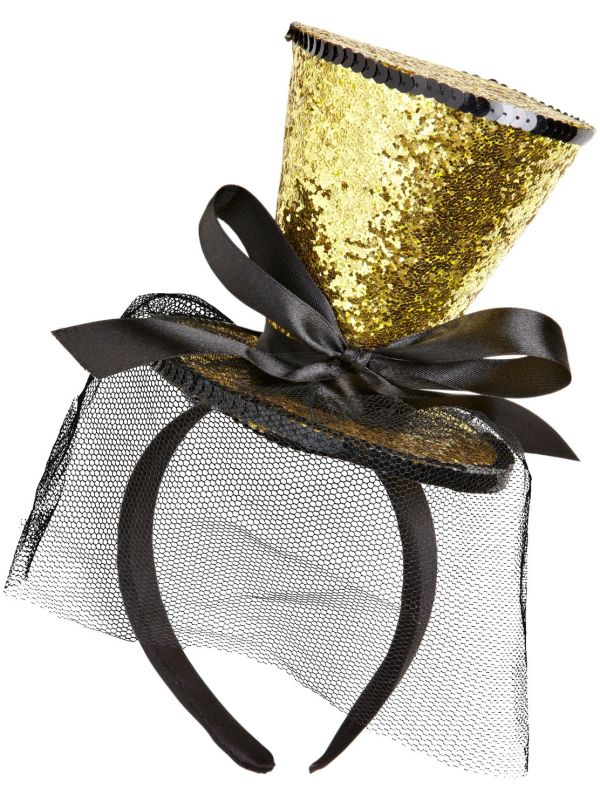 Gouden Glitter Mini Hoge Hoed