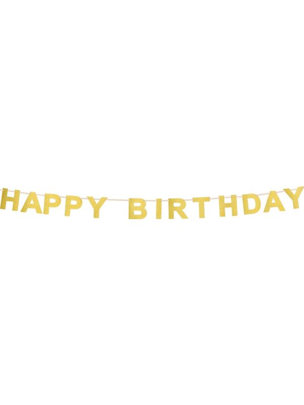 Gouden 'Happy Birthday' Letterslinger 225cm